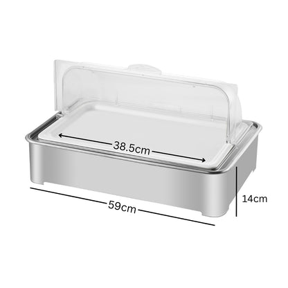 SOGA 59x38.5cm Silver Color Ceramic Serving Bowl Chafing Dish for Kitchen Essential • LUZ-ChafingDish6V12
