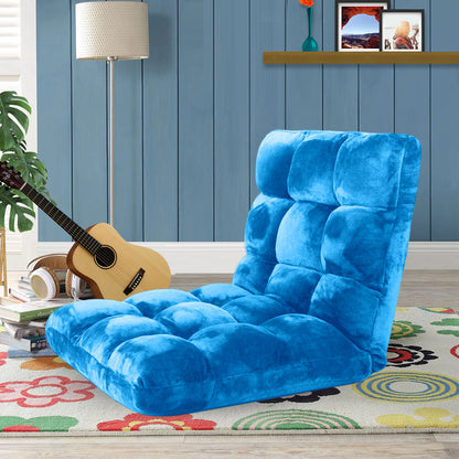 SOGA 4X Floor Recliner Folding Lounge Sofa Futon Couch Folding Chair Cushion Blue • LUZ-LoungeChairBlueX4
