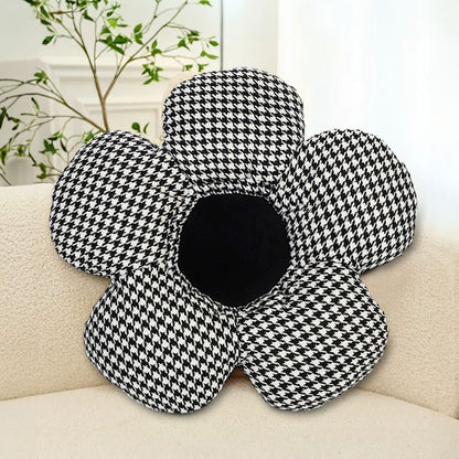 SOGA 2X Black Flower Cushion Shaped for Floor and Sitting Throw Pillow • LUZ-SCushion096X2