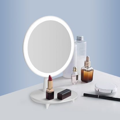 SOGA 2X Round White Rechargeable LED Light Makeup Mirror Tabletop Vanity Home Decor • LUZ-BathG535X2