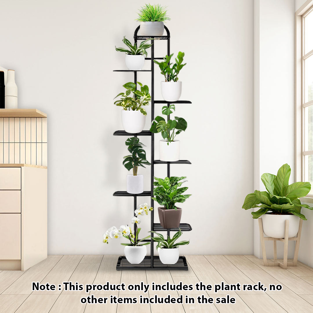 SOGA 8 Tier 9 Pots Black Metal Plant Stand Flowerpot Display Shelf Rack Indoor Home Office Decor • LUZ-FPotH06