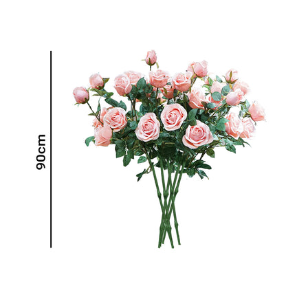 SOGA 8 Bunch Artificial Silk Rose 5 Heads Flower Fake Bridal Bouquet Table Decor Light Pink • LUZ-HO-F009