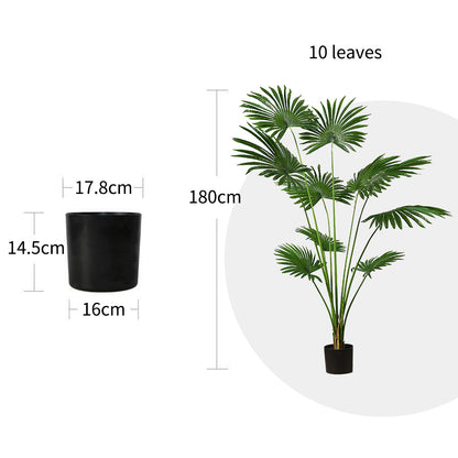 SOGA 2X 180cm Artificial Natural Green Fan Palm Tree Fake Tropical Indoor Plant Home Office Decor • LUZ-APlantSKS18010X2
