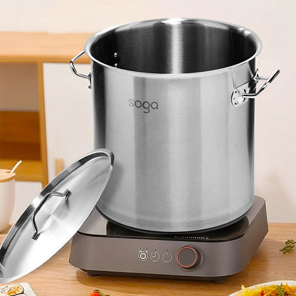 SOGA Dual Burners Cooktop Stove, 21L Stainless Steel Stockpot 30cm and 30cm Induction Casserole • LUZ-ECooktDBL-StockPot30CM-CASL4227