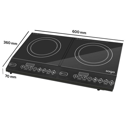 SOGA Cooktop Portable Induction LED Electric Double Duo Hot Plate Burners Cooktop Stove • LUZ-ElectricCooktopDouble