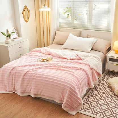 SOGA Throw Blanket Warm Cozy Double Sided Thick Flannel Coverlet Fleece Bed Sofa Comforter Pink • LUZ-Blanket309
