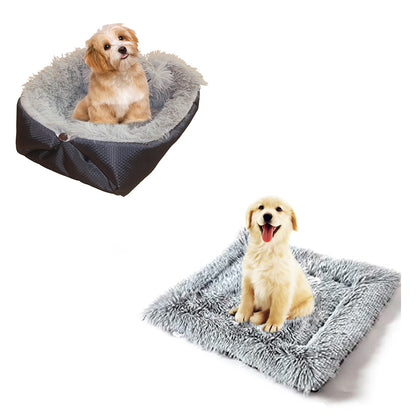 SOGA 2X Black Dual-purpose Cushion Nest Cat Dog Bed Warm Plush Kennel Mat Pet Home Travel Essentials LUZ-CarPetBag01X2