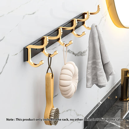 SOGA 2X 41cm Wall Mounted Towel Rack Space-Saving Hanger Organiser with Durable Hooks LUZ-TAN1014X2