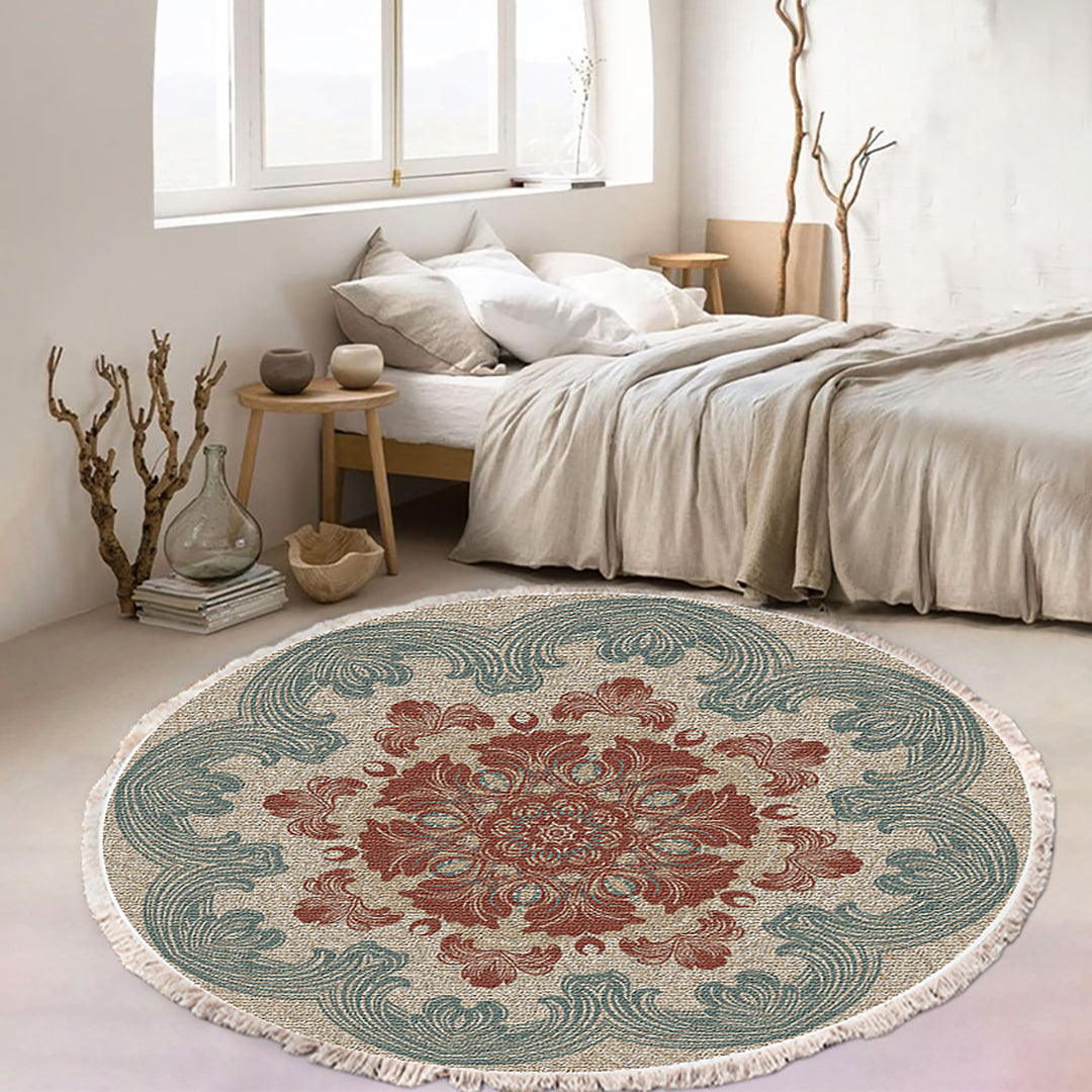 SOGA 2X 90cm Mandala Round Rug Boho Design Hippie Area Rug Anti-slip Doormat, Home Decor • LUZ-CarpetYH58X2