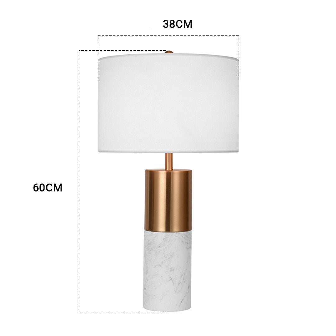 SOGA 60cm White Marble Bedside Modern Desk Table Lamp Living Room Shade with Cylinder Base • LUZ-TableLampH60