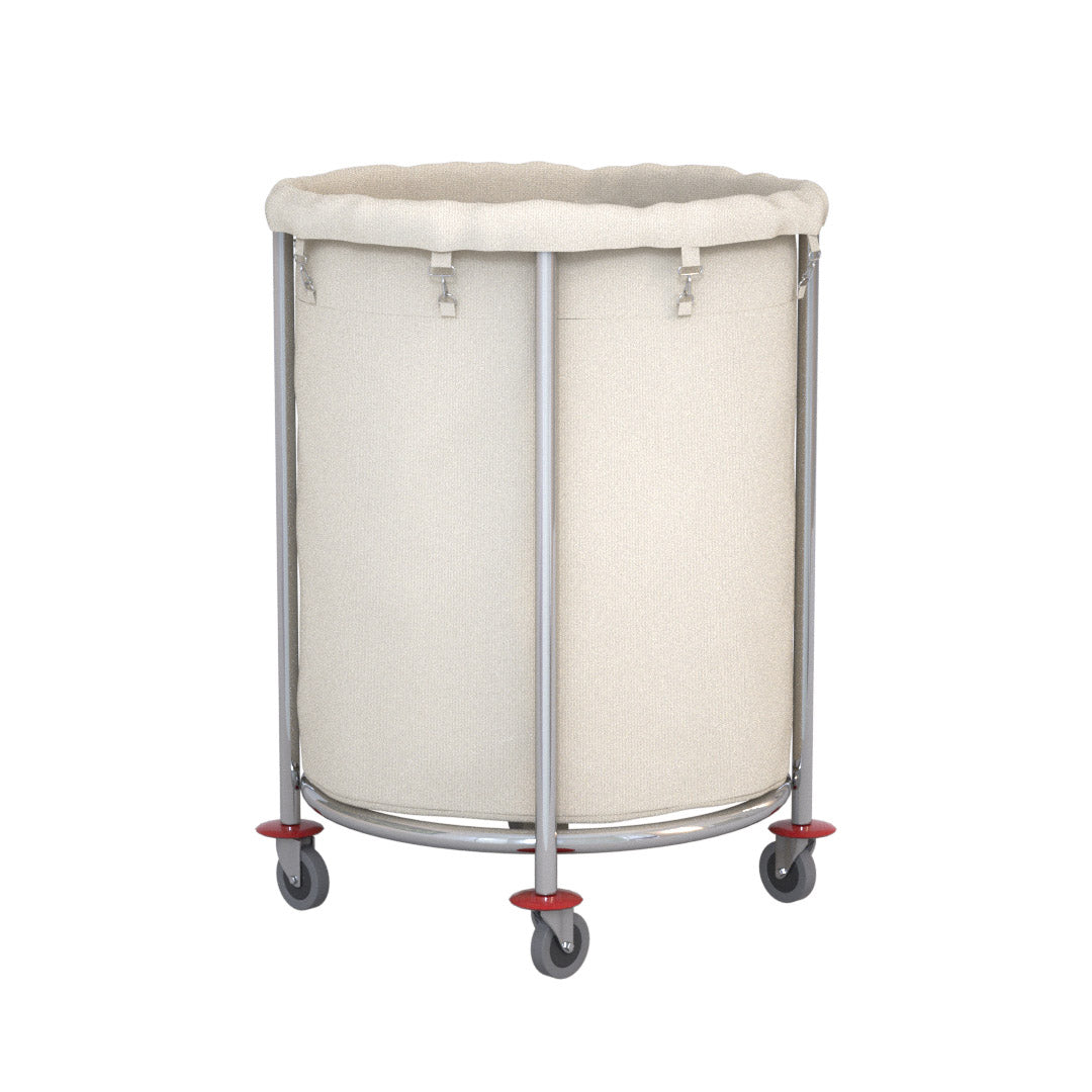 SOGA Stainless Steel Commercial Round Soiled Linen Laundry Trolley Cart with Wheels White • LUZ-Soga033C