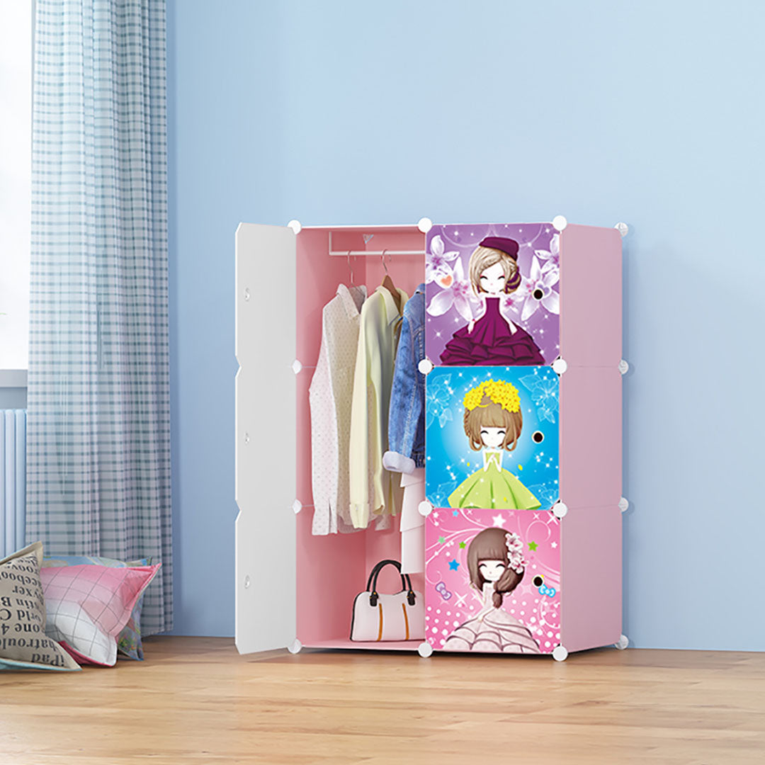 SOGA 6 Cubes  Princess Design Portable Wardrobe Divide-Grid Modular Storage Organiser Foldable Closet • LUZ-Wrobe1776