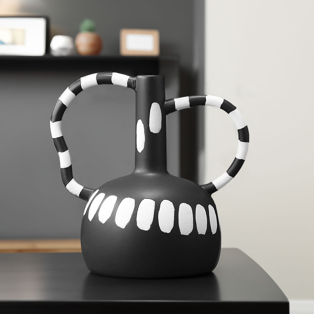 SOGA 2X 26.5x17cm Ornament Vase with Polka Dot Handicraft Decorations in Living Room Home Decor • LUZ-Ornament2917X2