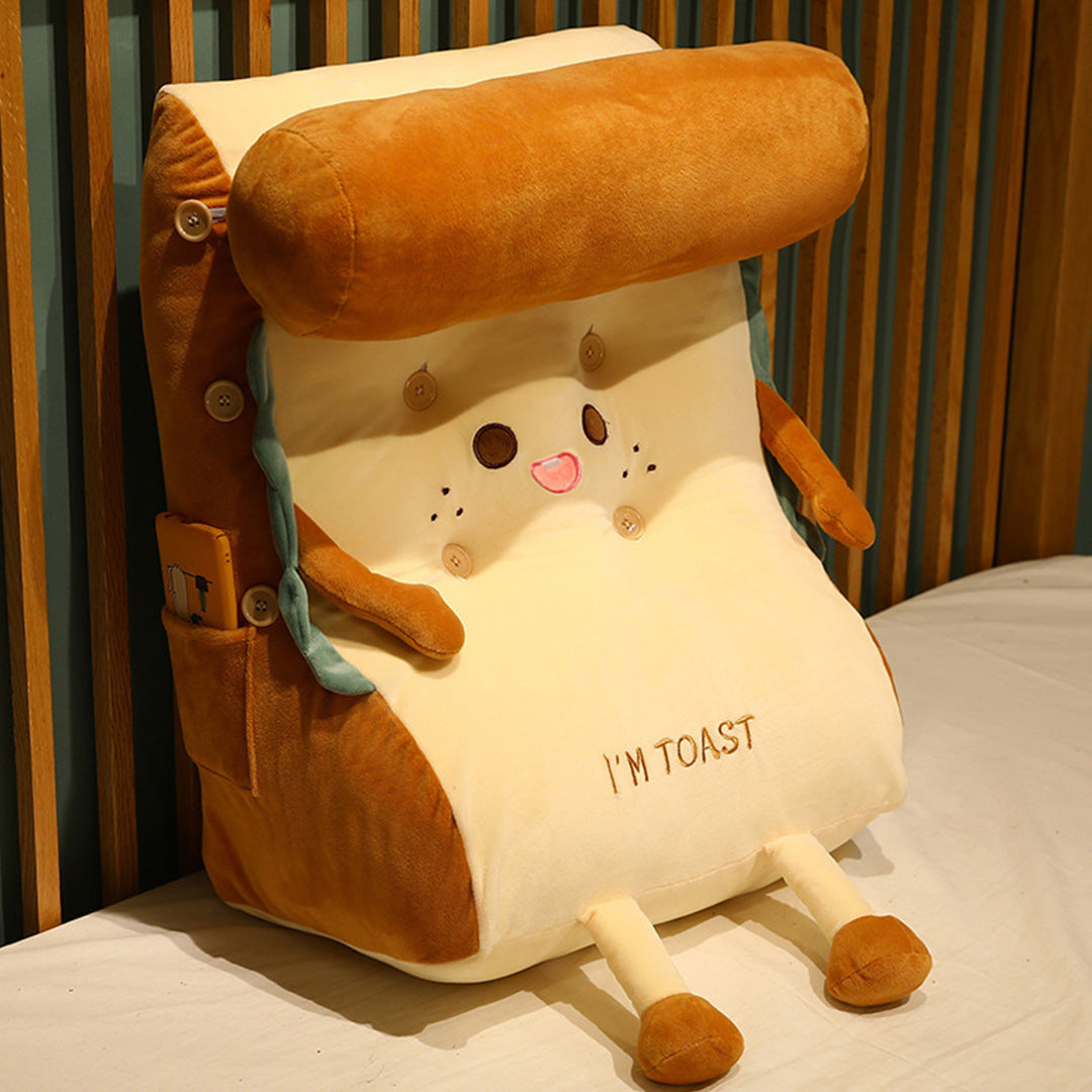 SOGA Cute Face Toast Bread Wedge Cushion Stuffed Plush Cartoon Back Support Pillow Home Decor • LUZ-SCushion024