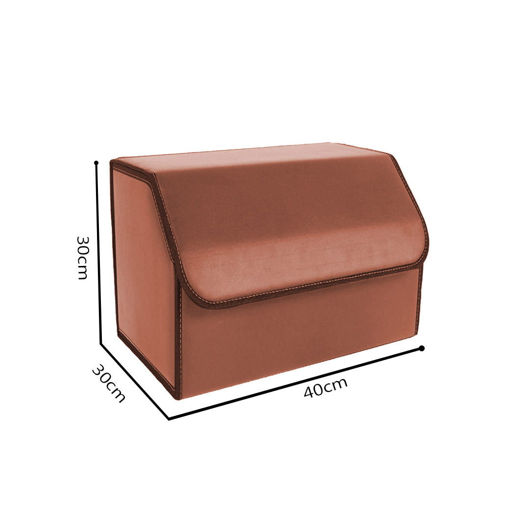 SOGA Leather Car Boot Collapsible Foldable Trunk Cargo Organizer Portable Storage Box Coffee Medium • LUZ-StorageCOFMed