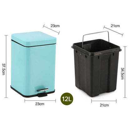 SOGA 2X 12L Foot Pedal Stainless Steel Rubbish Recycling Garbage Waste Trash Bin Square Blue • LUZ-RubbishBinSquare12LBlueX2