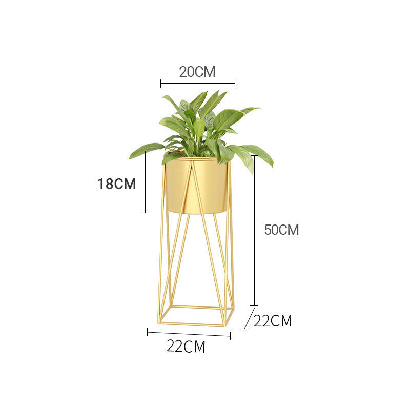 SOGA 50cm Gold Metal Plant Stand with Gold Flower Pot Holder Corner Shelving Rack Indoor Display • LUZ-FPotH52GLD
