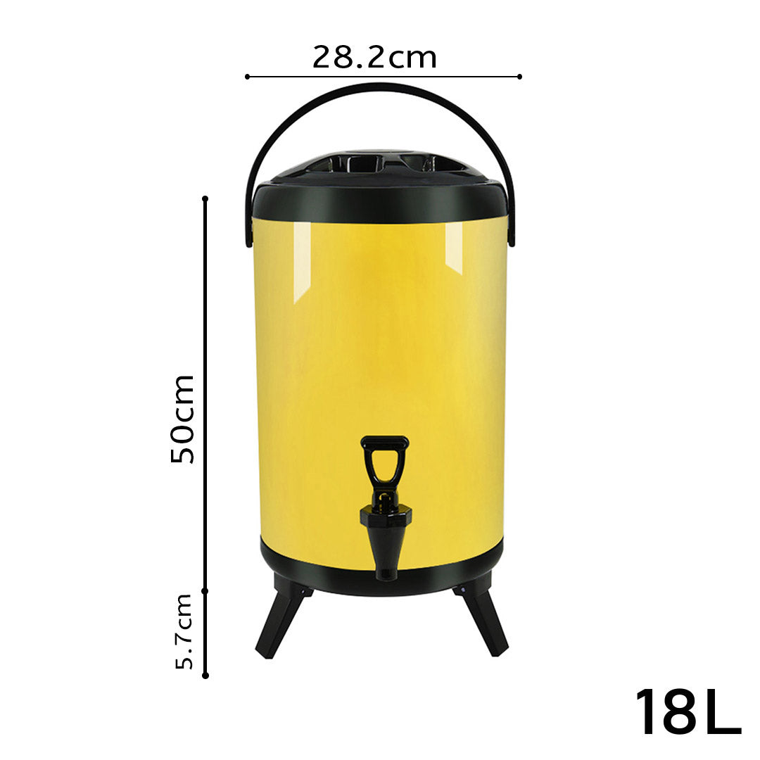 SOGA 4X 18L Stainless Steel Insulated Milk Tea Barrel Hot and Cold Beverage Dispenser Container with Faucet Yellow • LUZ-VICDispenser18LYELX4
