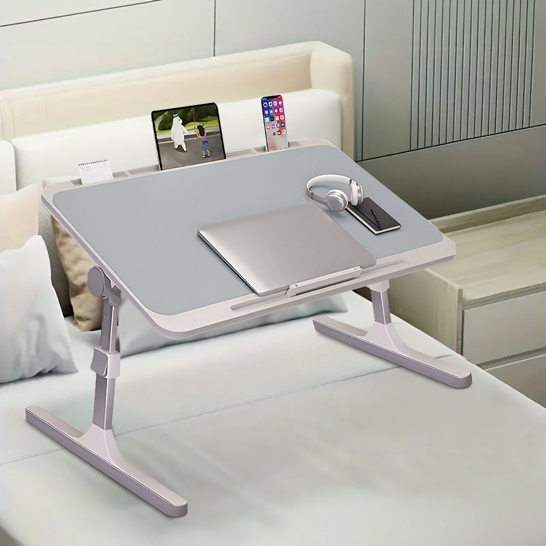 SOGA 70X45cm Grey Small Laptop Bed Portable Foldable Study Table Adjustable • LUZ-BedTableA13