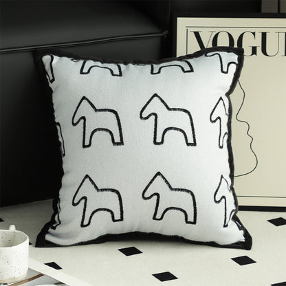 SOGA 45cm Throw Pillow White Teddy Fleece Square Pony Design Decorative Cushion for Living Room • LUZ-FrenchCushion291