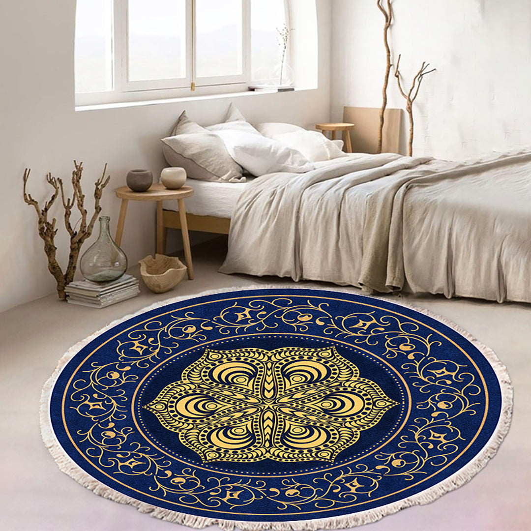 SOGA 90cm Area Rug Turquoise and Grey Abstract Art Painting Teal Anti-slip Doormat, Home Decor • LUZ-CarpetYH29