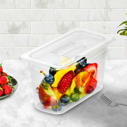 SOGA 200mm Clear Gastronorm GN Pan 1/3 Food Tray Storage with Lid • LUZ-VICPans1424wLidX1