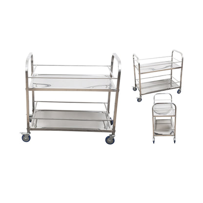 SOGA 2X 2 Tier 75x40x84cm Stainless Steel Drink Wine Food Utility Cart Small • LUZ-FoodCart1206X2