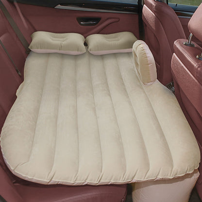SOGA 2X Beige Stripe Inflatable Car Mattress Portable Camping Rest Air Bed Travel Compact Sleeping Kit Essentials • LUZ-CarMat003X2