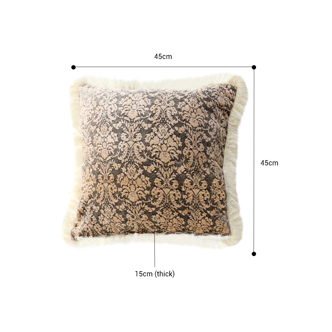 SOGA 45cm Wabi-sabi Floral Cover & Vintage Dark Floral Tassel Square Throw  Pillow • LUZ-FrenchCushion231