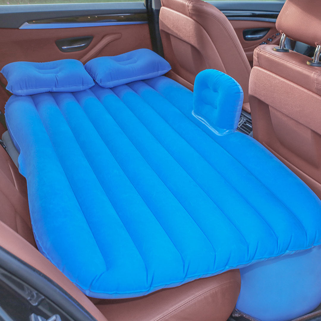 SOGA 2X Blue Stripe Inflatable Car Mattress Portable Camping Rest Air Bed Travel Compact Sleeping Kit Essentials • LUZ-CarMat004X2