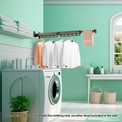 SOGA 2X 127.5cm Wall-Mounted Clothing Dry Rack Retractable Space-Saving Foldable Hanger • LUZ-BSGKZD03X2