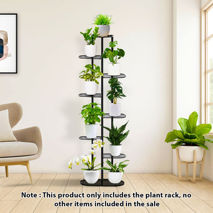 SOGA 8 Tier 9 Pots Black Metal Plant Rack Flowerpot Storage Display Stand Holder Home Garden Decor • LUZ-FPotH25