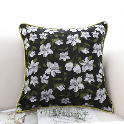 SOGA 45cm Subtle Foliage Green Pillow Subtle Orchid Blossom Square Throw Pillow • LUZ-FrenchCushion256