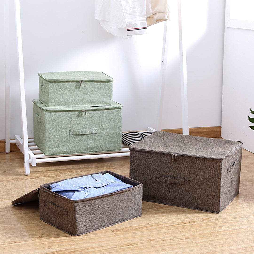SOGA 2X Coffee Small Portable Double Zipper Storage Box Moisture Proof Clothes Basket Foldable Home Organiser • LUZ-SBox025X2