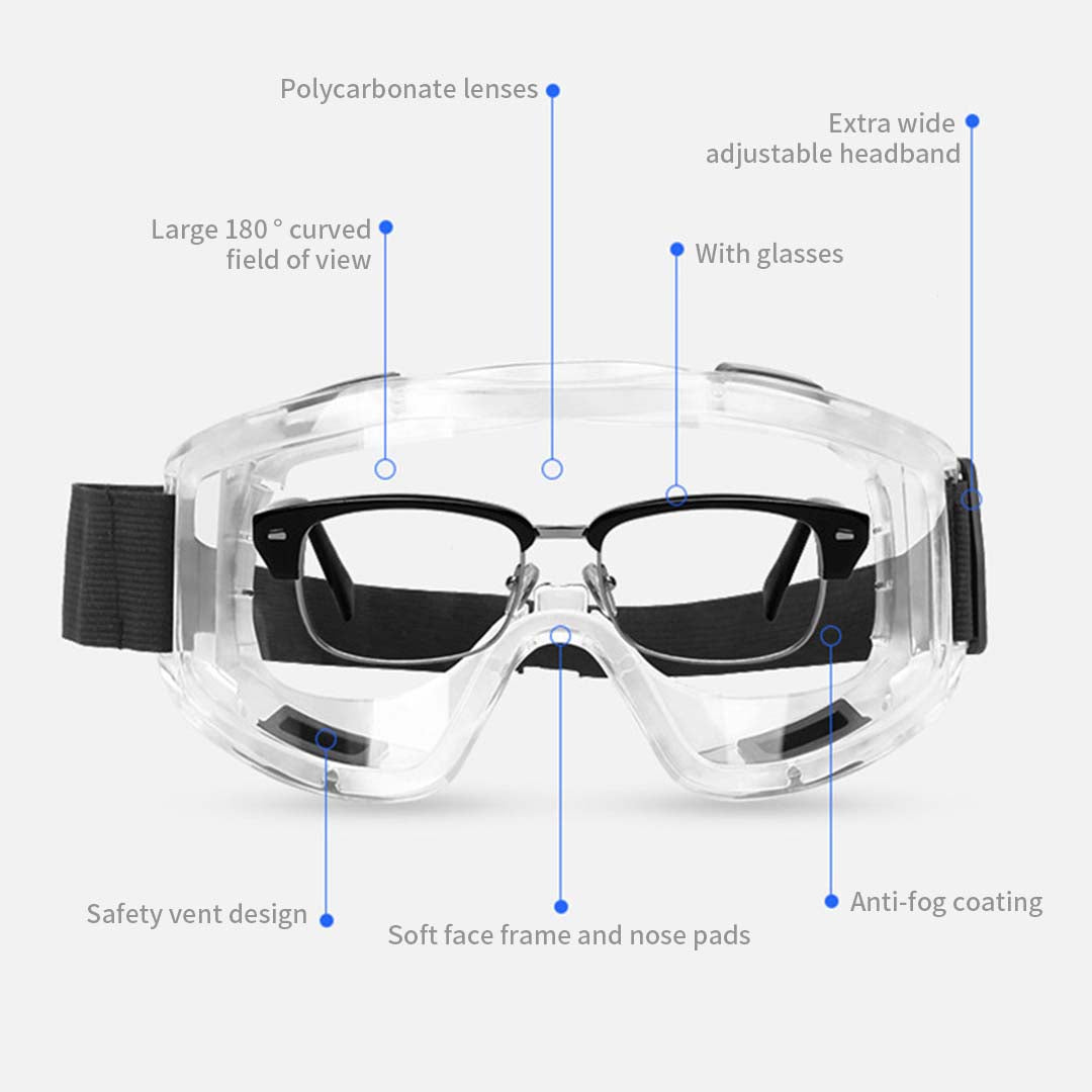 Clear Protective Eye Glasses Safety Windproof Lab Goggles Eyewear • LUZ-GogglesX1