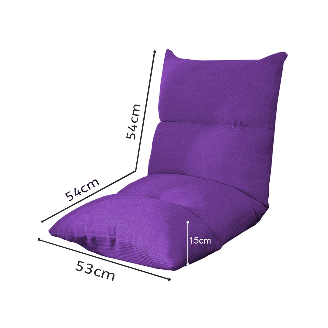 SOGA 4X Lounge Floor Recliner Adjustable Lazy Sofa Bed Folding Game Chair Purple • LUZ-LoungeFabricPurpleX4