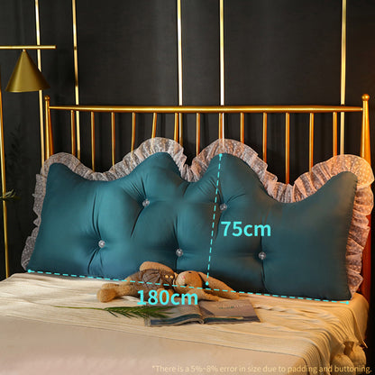SOGA 4X 180cm Blue-Green Princess Bed Pillow Headboard Backrest Bedside Tatami Sofa Cushion with Ruffle Lace Home Decor • LUZ-PillowSlk180BlueX4