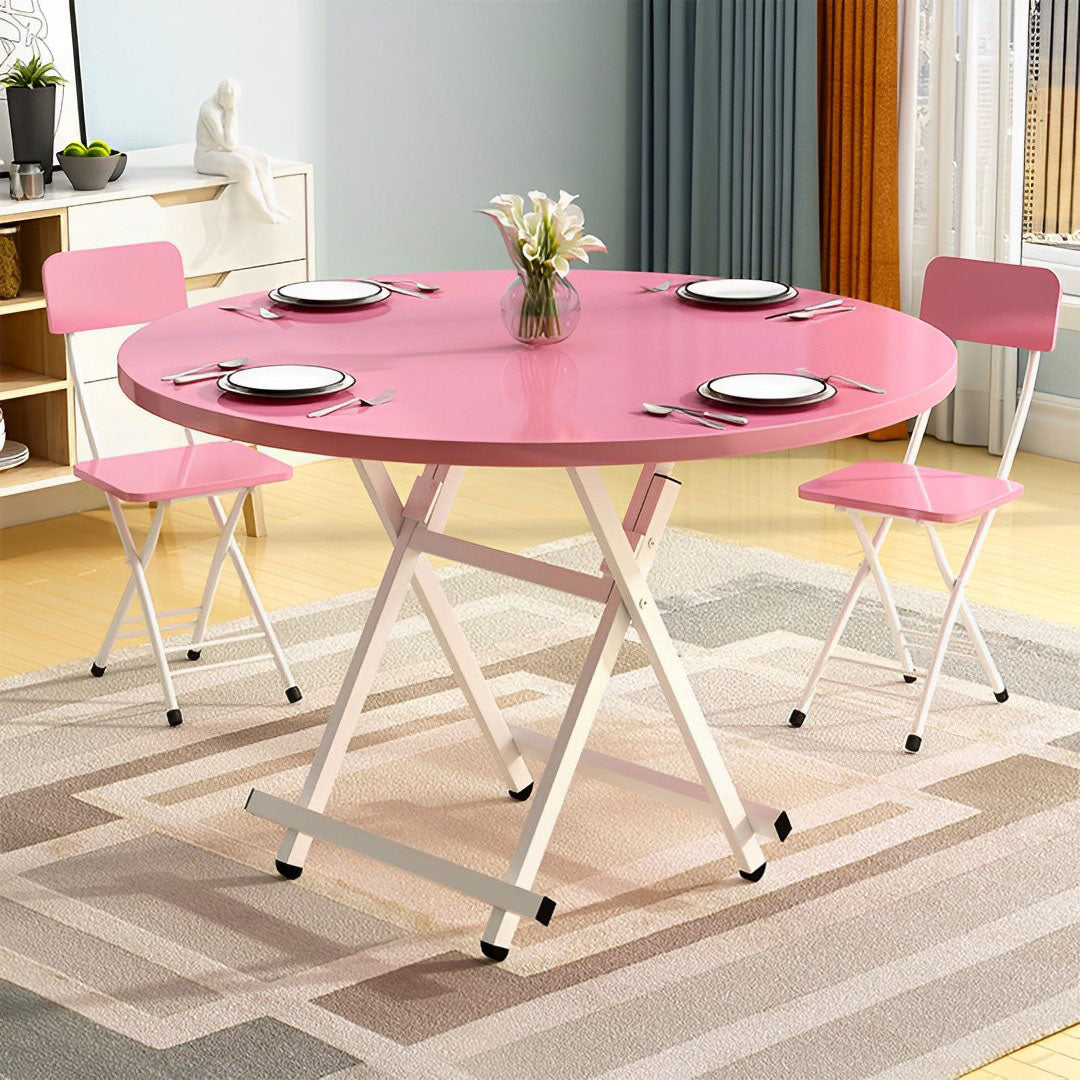 SOGA 2X Pink Dining Table Portable Round Surface Space Saving Folding Desk Home Decor • LUZ-TableRD726X2