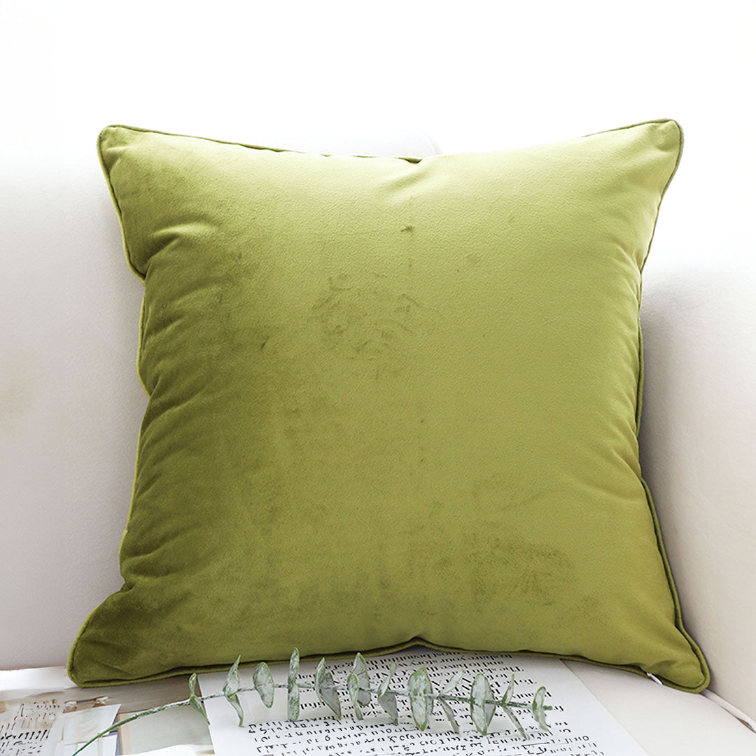 SOGA 2X 45cm Subtle Fluorescent Green Foliage Velvet Square Throw Pillow • LUZ-FrenchCushion257X2