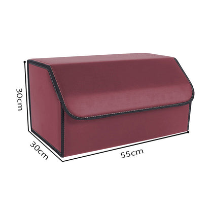 SOGA 2X Leather Car Boot Collapsible Foldable Trunk Cargo Organizer Portable Storage Box Red Large • LUZ-StorageREDLgeX2