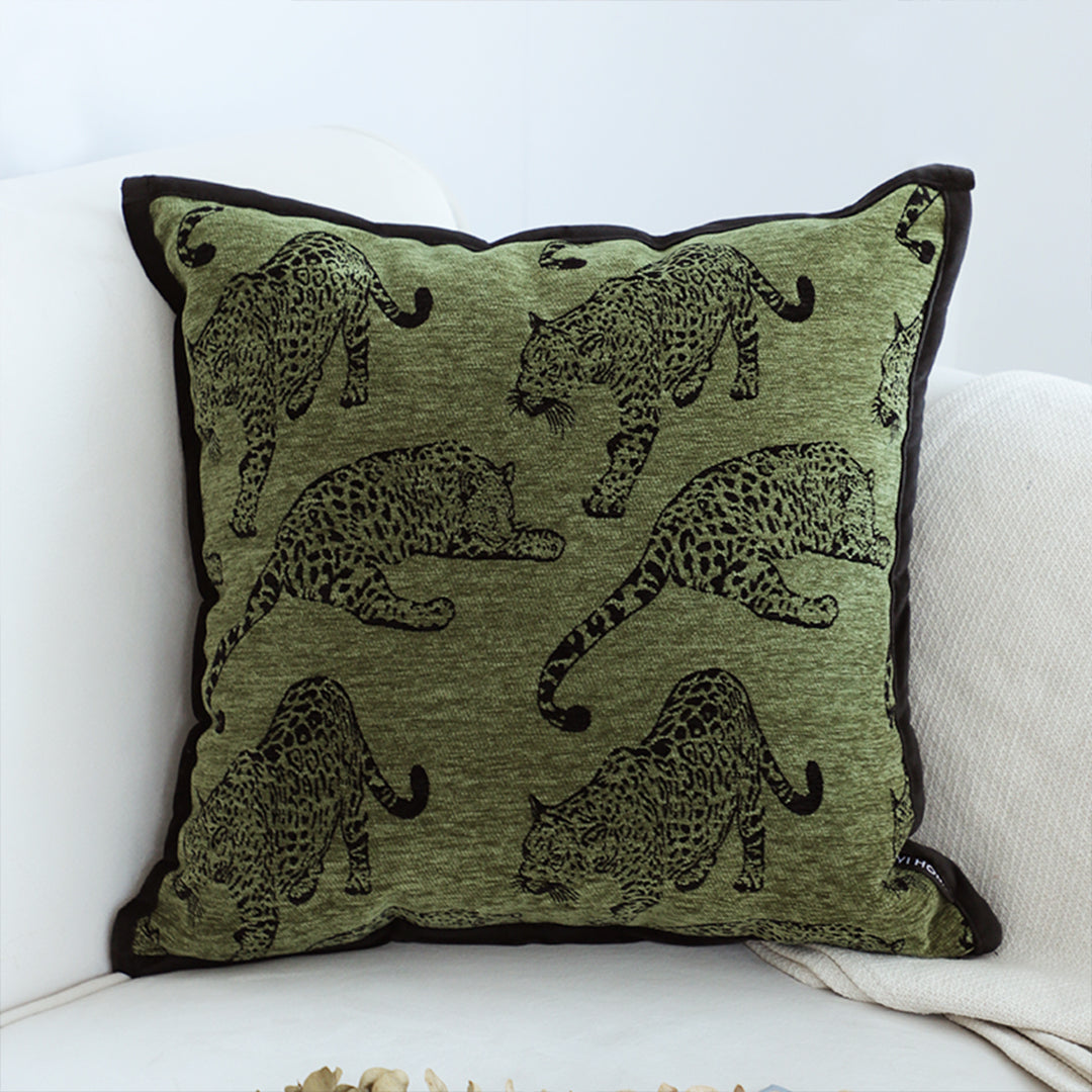 SOGA 2X 40cm Throw Pillow Green Leopard Square Retro Decorative Cushion for Living Room • LUZ-FrenchCushion297X2