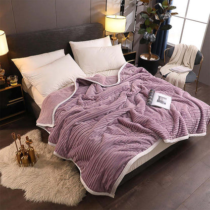 SOGA Throw Blanket Warm Cozy Double Sided Thick Flannel Coverlet Fleece Bed Sofa Comforter Purple • LUZ-Blanket311