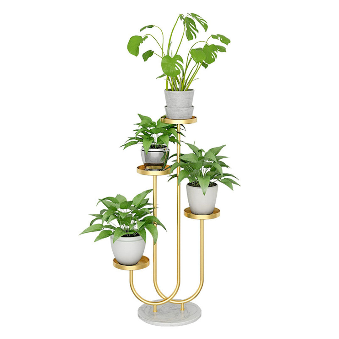 SOGA 2X U Shaped Plant Stand Round Flower Pot Tray Living Room Balcony Display Gold Metal Decorative Shelf • LUZ-FPotH101X2