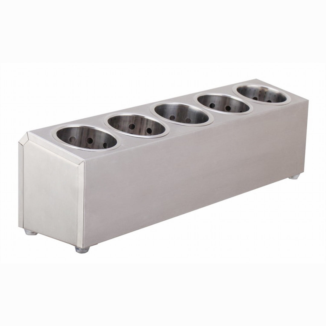 SOGA 2X 18/10 Stainless Steel Commercial Conical Utensils Cutlery Holder with 5 Holes • LUZ-CutleryHolder4603X2