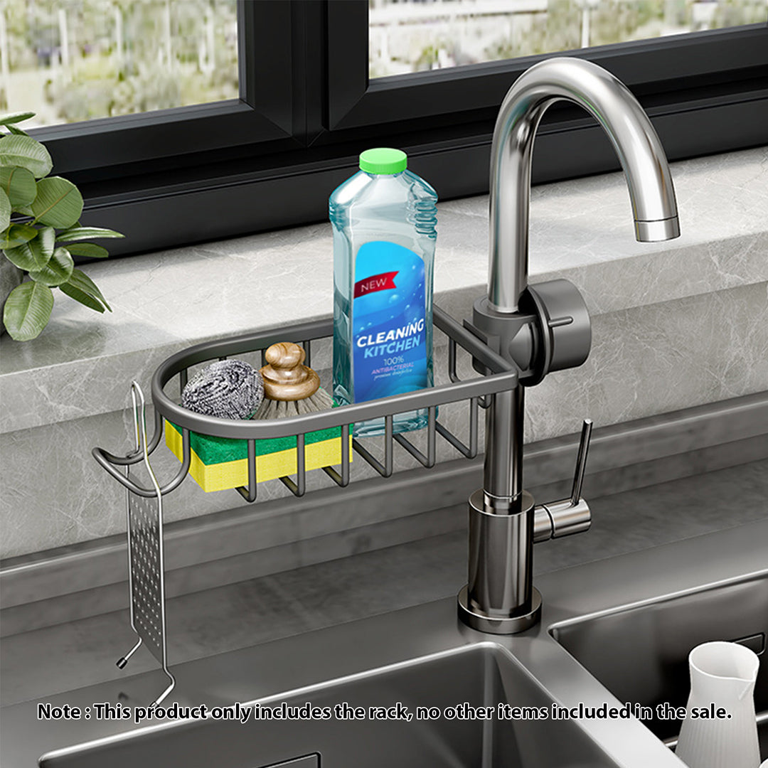 SOGA 2X Dark Grey Single Kitchen Sink Organiser Faucet Soap Sponge Caddy Rack Storage Drainer LUZ-TAN1033X2