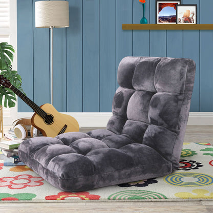 SOGA Floor Recliner Folding Lounge Sofa Futon Couch Folding Chair Cushion Grey • LUZ-LoungeChairGrey