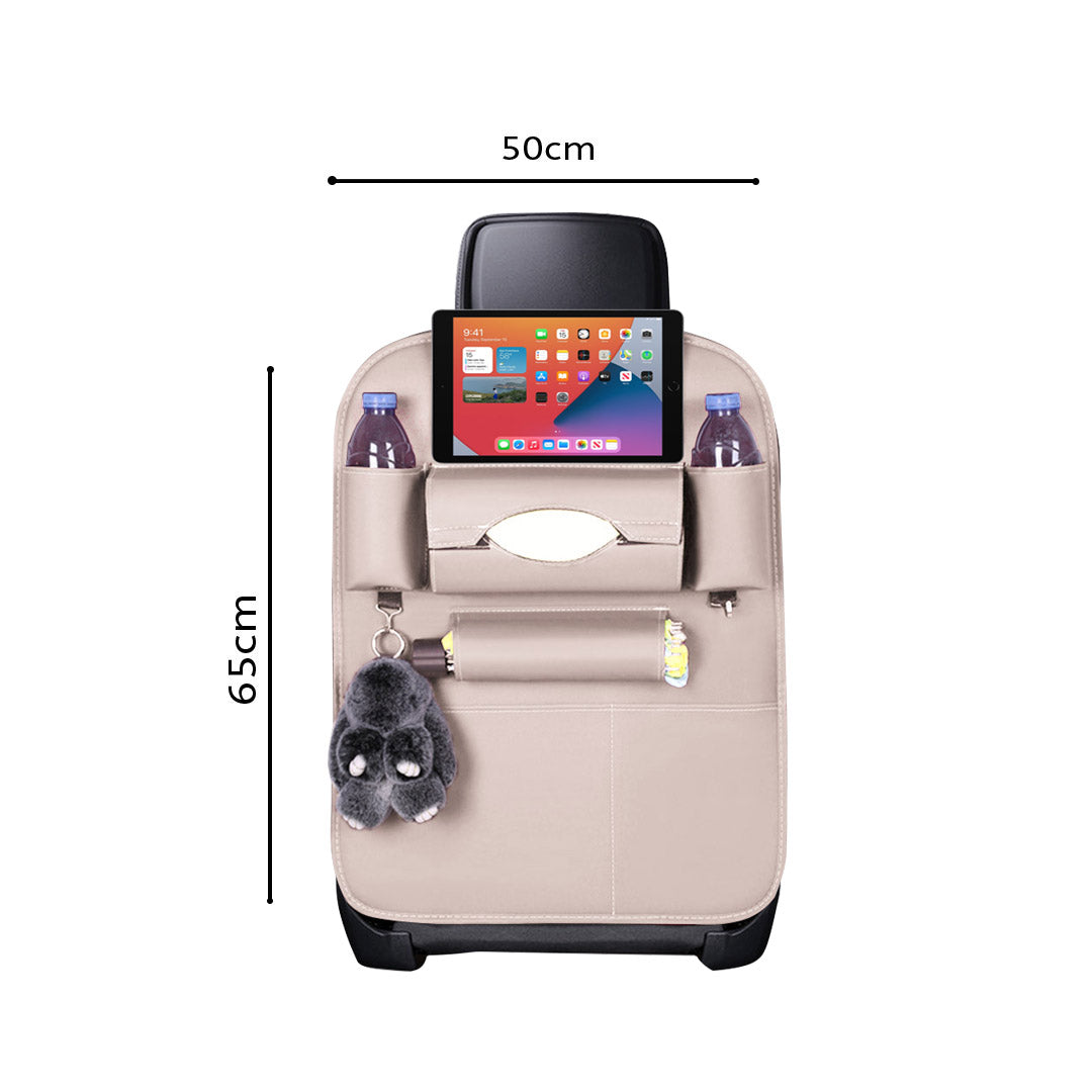 SOGA PVC Leather Car Back Seat Storage Bag Multi-Pocket Organizer Backseat and iPad Mini Holder White • LUZ-CarStorage1SeatBagWHT