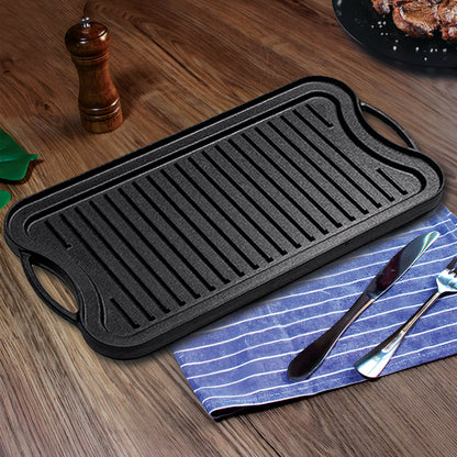 SOGA 50.8cm Cast Iron Ridged Griddle Hot Plate Grill Pan BBQ Stovetop • LUZ-ZPai009