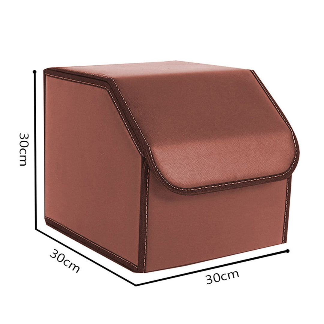 SOGA 2X Leather Car Boot Collapsible Foldable Trunk Cargo Organizer Portable Storage Box Coffee Small • LUZ-StorageCOFSmlX2