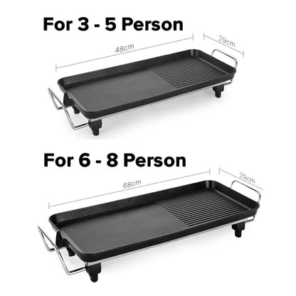 SOGA 48cm 68cm Electric BBQ Grill Teppanyaki Tough Non-Stick Surface Hot Plate Kitchen Bundle • LUZ-KoreanBBQPlate4868CM